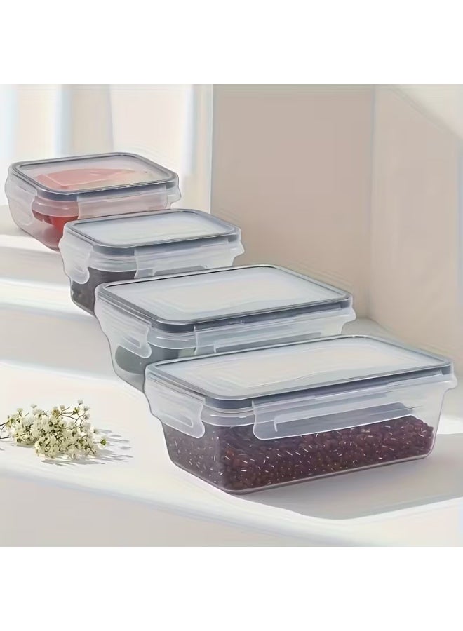 8pcs Set (4 Containers + 4 Lids) Airtight Transparent Food Storage Containers - Image 2